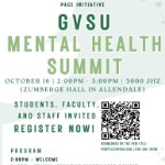 GVSU Mental Health Summit Flyer on October 16, 2024